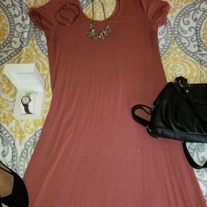 Dark Rose Color Maxi with Stain